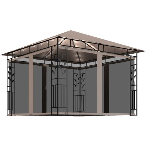 vidaXL Paviljon s komarnikom in LED lučkami 3x3x2,73 m taupe Cene