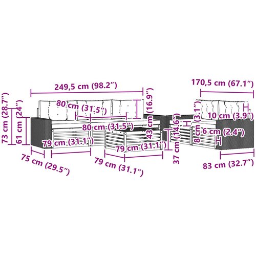  Set vanjskih sofa 6 kom. Prirodna i antracit Slike