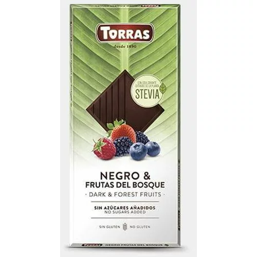 Torras Tamna čokolada sa šumskim voćem zaslađena eritritolom i stevijom 125 G
