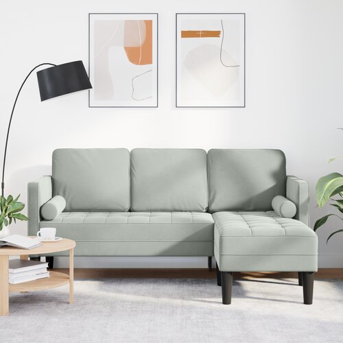 vidaXL 3-sedežna kavč s chaise l v svetlo sivi barvi 160 cm iz žameta Cene