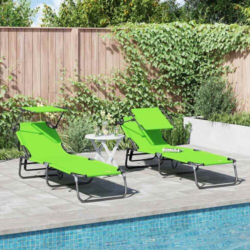  Sklopiva ležaljka za sunčanje 2 pcs Zelena 190 x 57 x 81 cm Cene