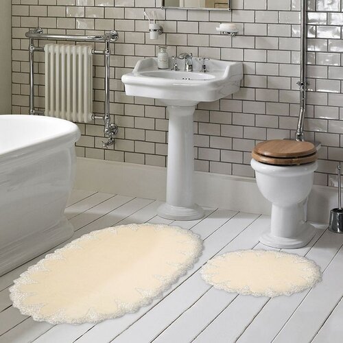 Zara Cream Cream Bathmat Set (2 Pieces) Cene