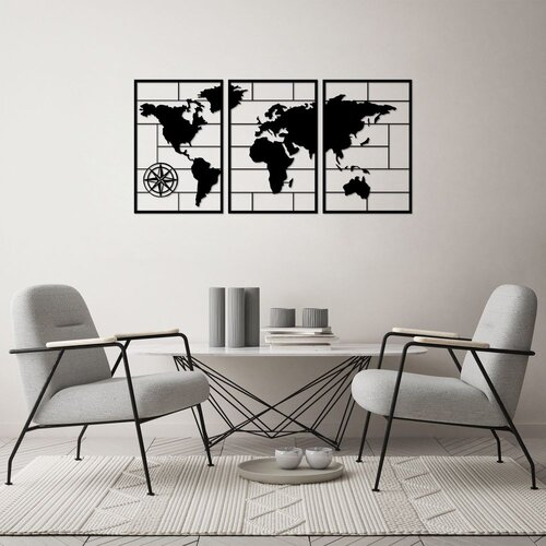 Wallity Zidna dekoracija World Map, 50 x 75 cm, Crna Cene