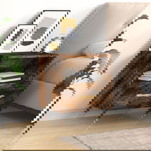 VidaXL Nočna omarica dimljeni hrast 40x35x47,5 cm inženirski les Slike