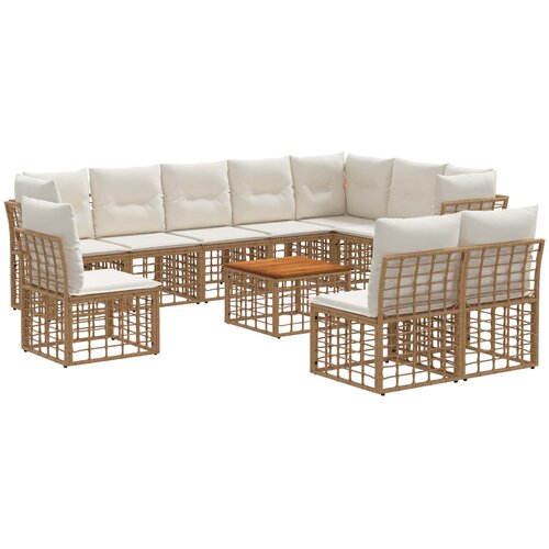  Set vanjskih sofa 11 kom. Prirodna i krema bijela Poliester Slike