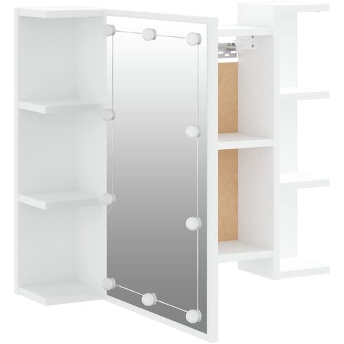  s ogledalom i LED svjetlima bijeli 70 x 16,5 x 60 cm Slike