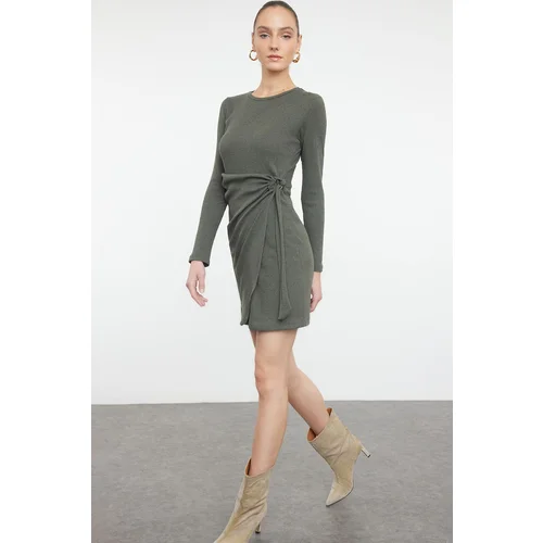 Trendyol Khaki Fitted Flexible Mini Knitted Dress