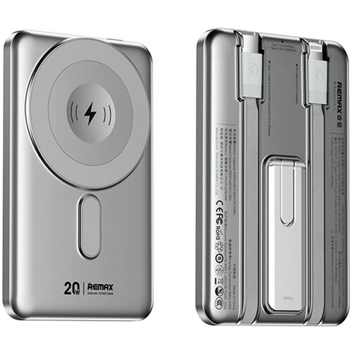 Remax Power bank Magsafe CX-1, 15W, 5000mAh, Srebrne boje Slike