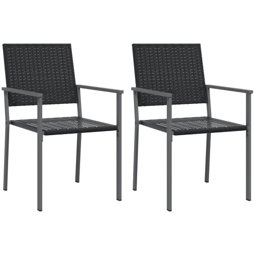  Vrtne stolice 2 kom crne 54 x 62,5 x 89 cm od poliratana Slike