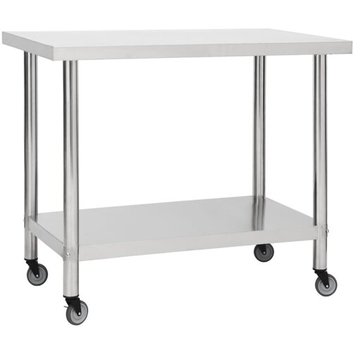 vidaXL Kuhinjska delovna miza s kolesi 80x60x85 cm nerjaveče jeklo Cene