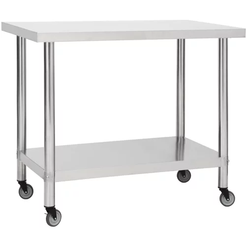 vidaXL Kuhinjski radni stol s kotačima 80x60x85 cm nehrđajući čelik
