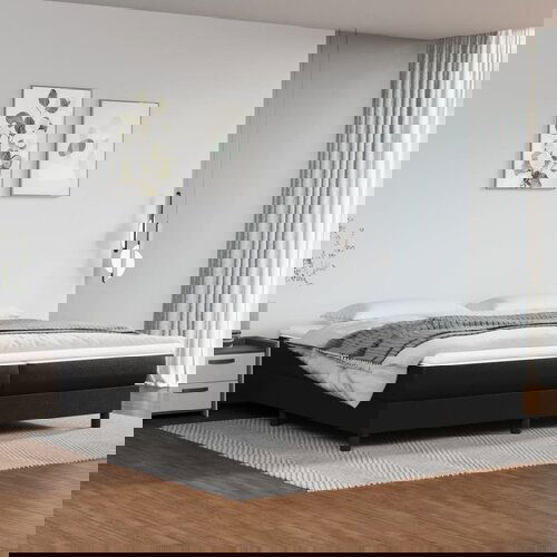 The Living Store Posteljni okvir črn 200x200 cm umetno usnje - Box Spring Posteljni Okvir, (21516808) Slike