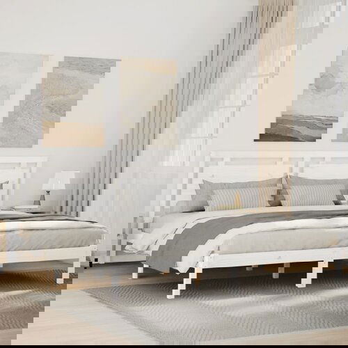 VidaXL Dalj&amp;scaron;i posteljni okvir brez vzmetnice bel 180x210 cm trden les Slike