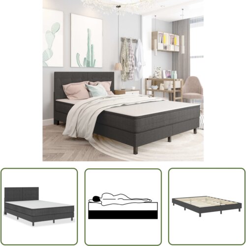The Living Store Boxspring postelja temno siva iz blaga 140x200 cm - Boxspring Postelja, (21737319) Cene