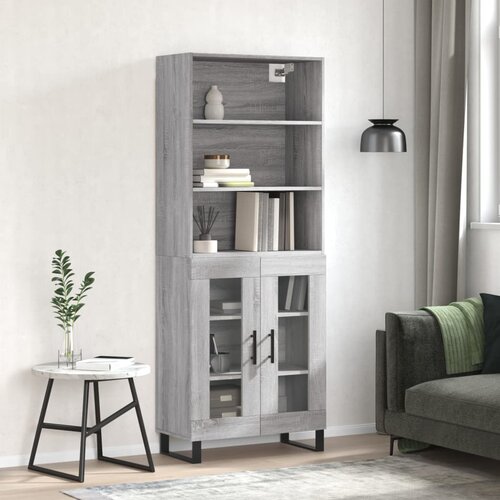 vidaXL Visoka komoda siva sonoma 69,5x34x180 cm inženirski les Cene