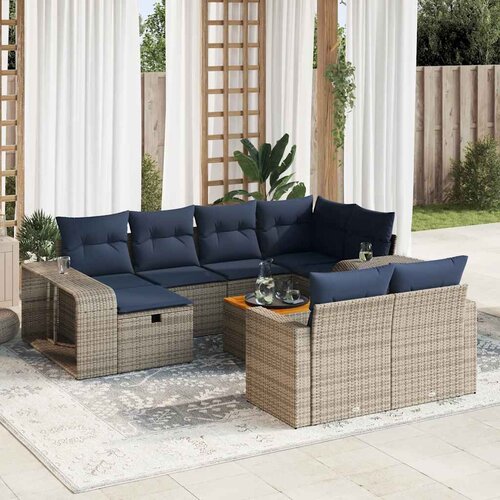vidaXL 11-dijelni set vrtnih sofa od poliratana s jastucima sivi Cijene