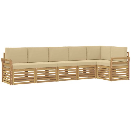  Set vanjskih sofa 6 pcs Bijela i bež 308 x 130,5 x 73 cm Slike