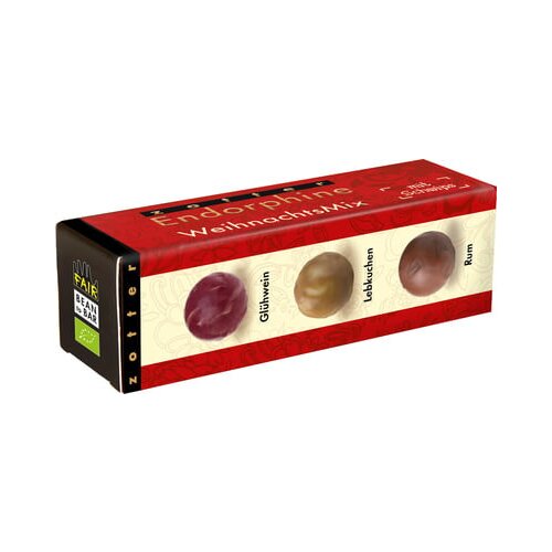 Zotter Schokoladen Bio Endorfin božični mix pralin ​z alkoholo Slike
