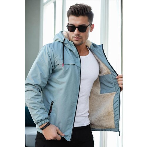 Dewberry 71189 Inside Faux Fur Mens Coat-AQUA GREEN Slike
