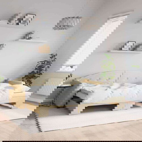  Dnevni krevet na razvlačenje krem 80 x 200 cm od tkanine Slike
