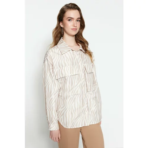 Trendyol Shirt - Beige - Relaxed fit