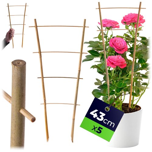 KADAX 5x bambusova opora za lestev za rože, rastline 43 cm, zelenjavo, vzpenjavke, dvojna, (5000362595) Slike
