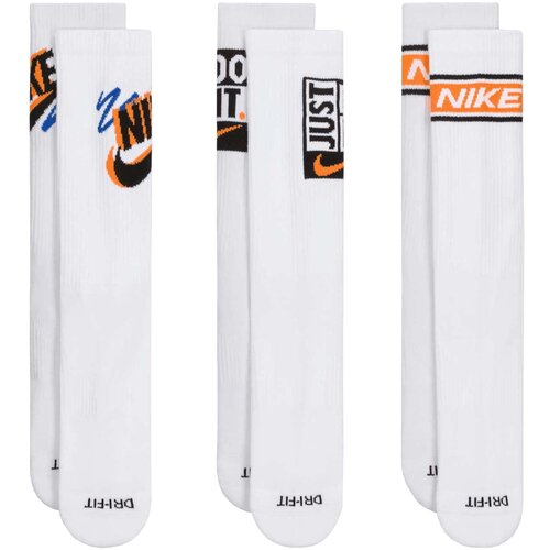 Nike &amp;Scaron;portne nogavice Everyday Plus Dri-FIT 3 Pack Socks Bela Slike