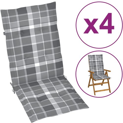 vidaXL Blazine za vrtne stole 4 kosi siv karo vzorec 120x50x3 cm Cene