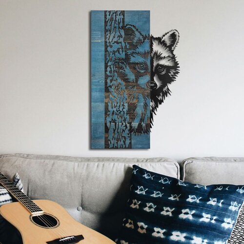 Wallxpert Whispering Timber -1 - Blue, Black BlueBlack Decorative Wooden Wall Accessory Cene