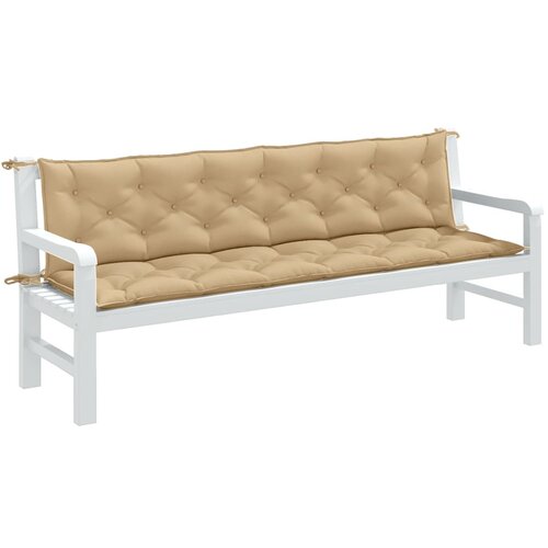 VidaXL Blazina za vrtno klop 2 kosa melanž bež 200x50x7 cm blago Slike