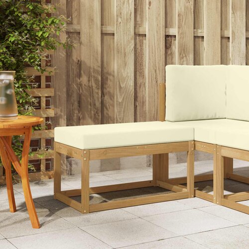  Vanjska stolica klupa s jastukom Bijela 80 x 43 x 45 cm Slike