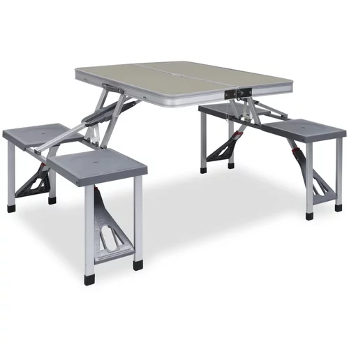 vidaXL Zložljiva miza za kampiranje s 4 sedeži jeklo aluminij, (20817002)