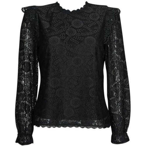 Pieces PCOLLINE LS LACE TOP NOOS BC Crna Slike