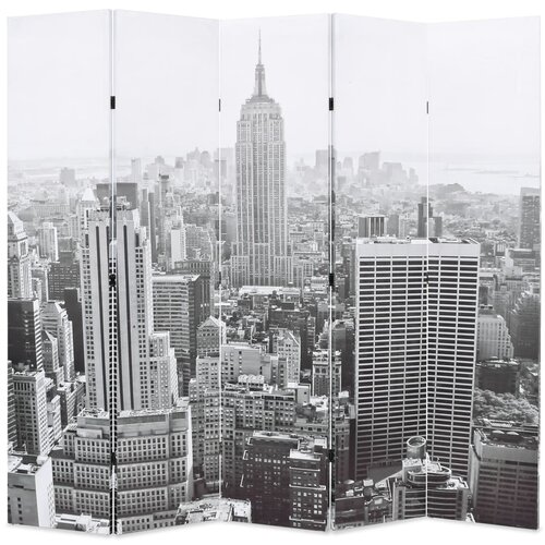 vidaXL Zložljiv paravan 200x170 cm New York podnevi črn in bel Cene