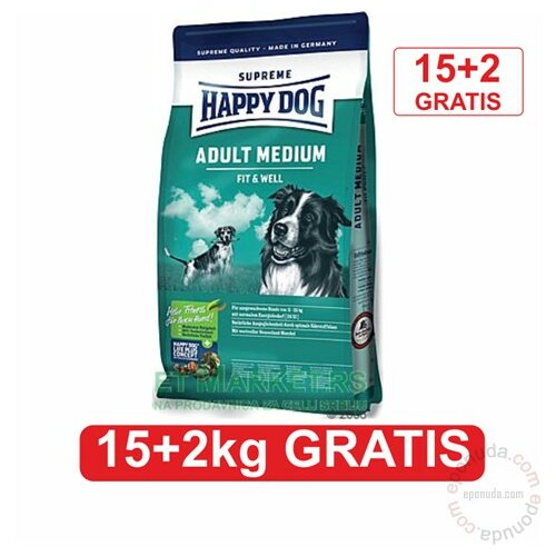Happy Dog Supreme Fit & Wel Adult Medium, 12.5 kg+2 kg GRATIS Slike