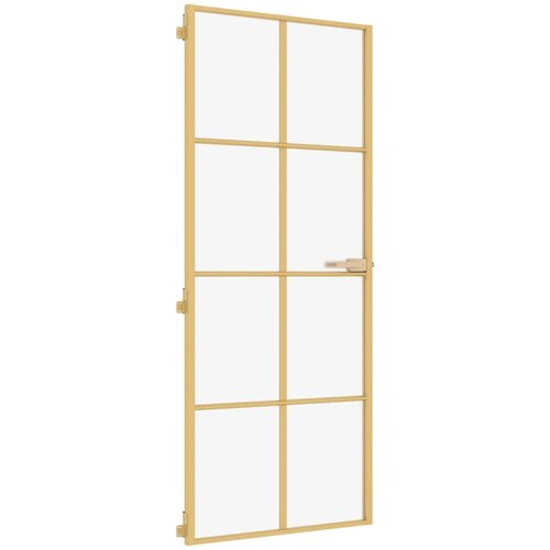 vidaXL Notranja vrata ozka zlata 93x201,5cm kaljeno steklo in aluminij, (20983268) Cene