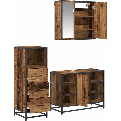  Set namje&amp;scaron;taja za kupaonicu 3 kom. Staro drvo 80 x 33 x 60 cm Slike