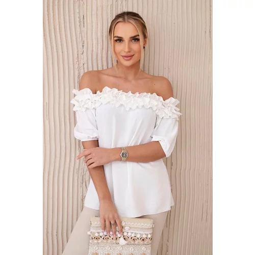 Kesi Spanish blouse with a small ruffle in white
