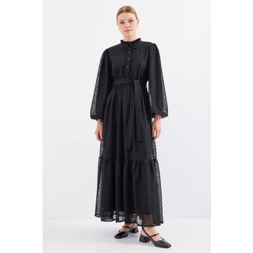 Bigdart 2509 Long Lace Hijab Dress - Black