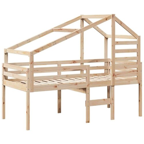 VidaXL Visoki krevet s krovom 75 x 190 cm od masivne borovine Slike