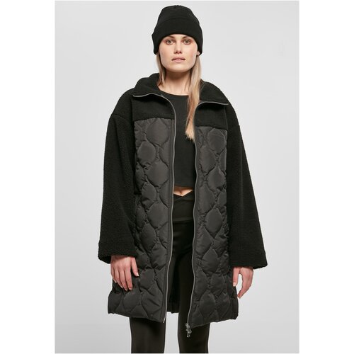 UC Curvy Ladies Oversized Sherpa Quilted Coat black Cene