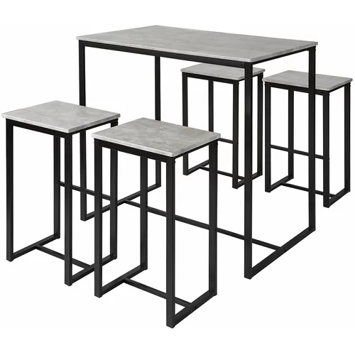 SoBuy komplet barske mize s 4 tabureji v industrijskem slogu z vzorcem cementa, (20814586)
