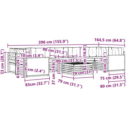  Set vanjskih sofa 8 kom. Prirodna i krem Slike