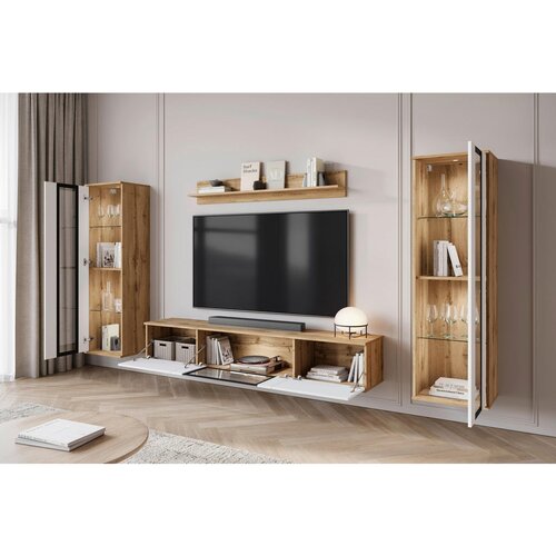 Livetastic DNEVNI REGAL, hrast wotan, bela, visoki sijaj Slike