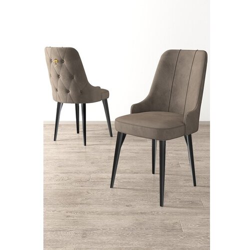 Hanah home Newa set stolica, 46x94x46 cm, 6 dijelova, crno-smeđa Cene