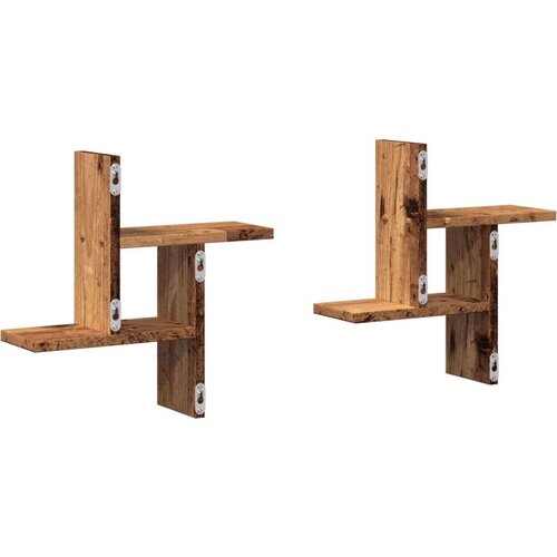 VidaXL Zidne police 2 kom boja staro drvo 38x12x38cm konstruirano drvo Slike