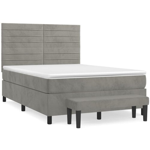 Maison Chic Box spring postelja - Vzmetna postelja z vzmetnico svetlo siva 140x200 cm žamet SL14324, (21903734) Cene