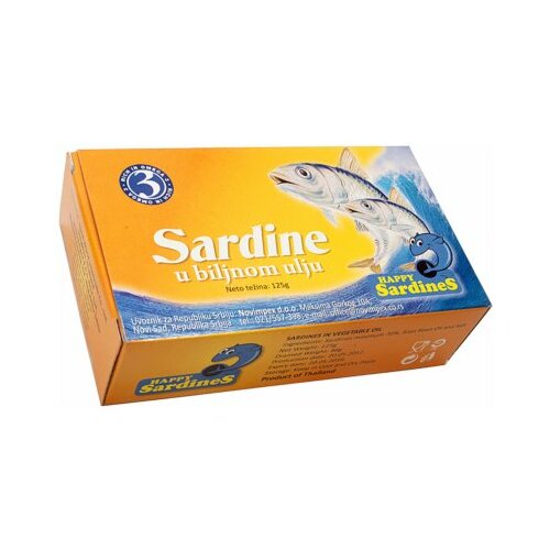 Happy Sardines sardina u biljnom ulju 125g limenka Slike