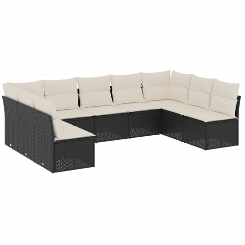  9-dijelni set vrtnih sofa s jastucima crni od poliratana Crna 289 x 172 x 69 cm Slike