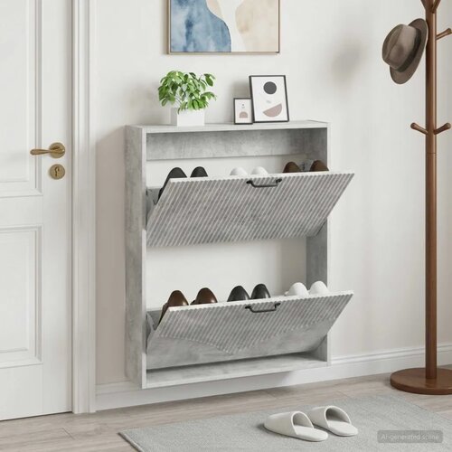  Ormar za cipele na zidu HOORN 71 x 17 x 86 cm Konstruirano drvo - Betonska siva Cijene